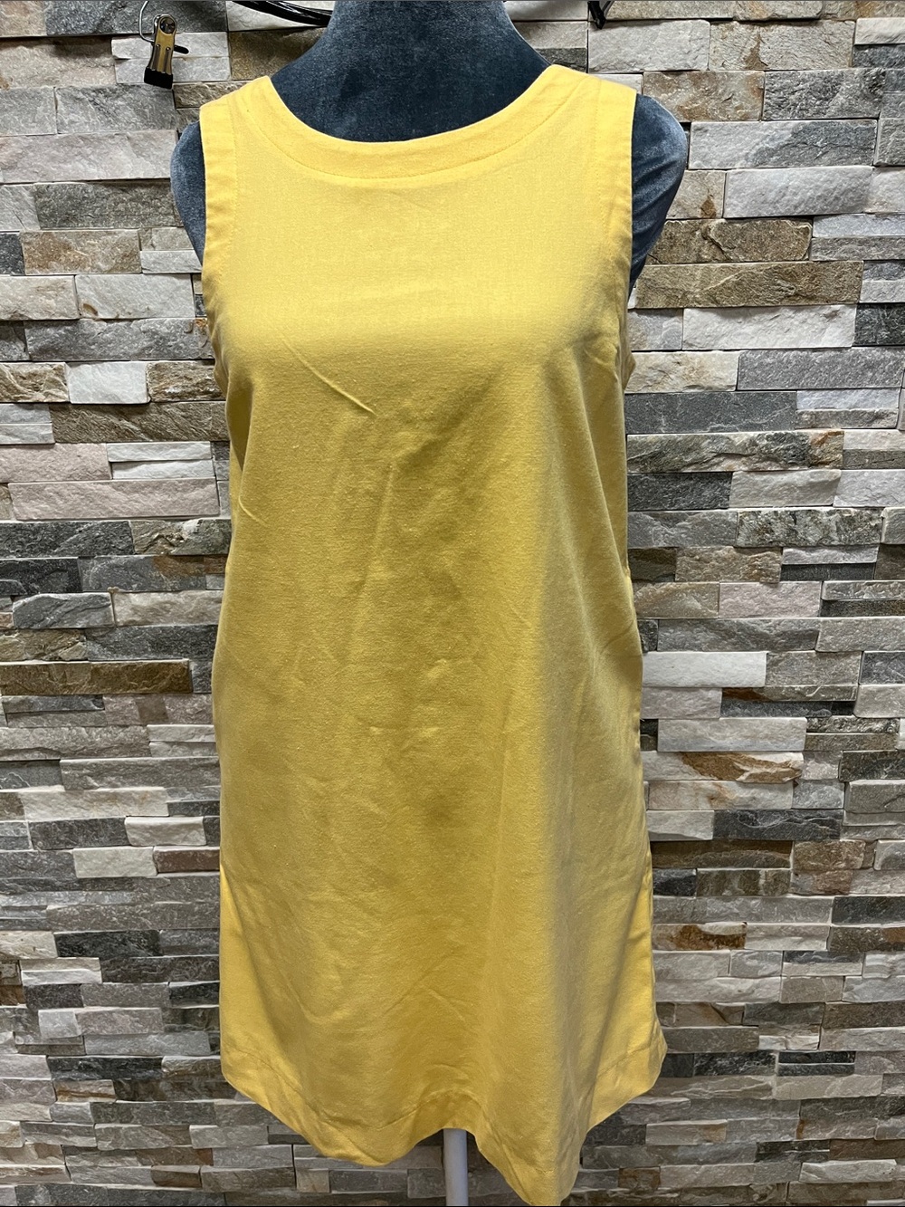 Sleeveless Yellow Shift Dress - Women